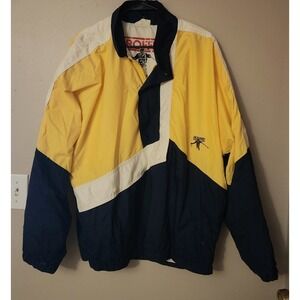 Vintage Roffe Ski Jacket USA Made Blue Yellow White Color Block Pull Over Medium